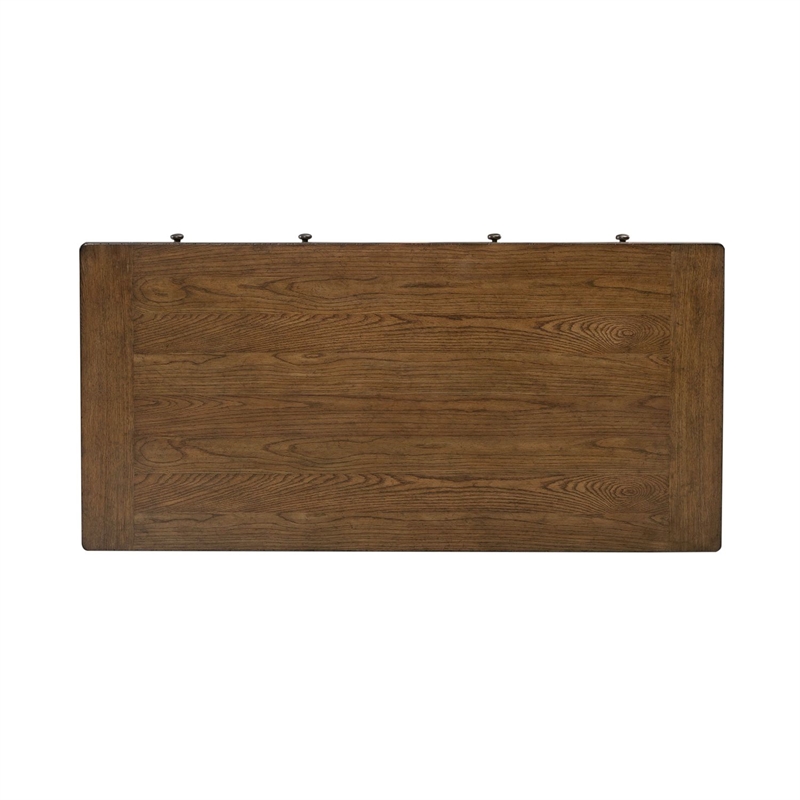 Pemberly Row Writing Desk with Flip Down Keyboard Tray in Brown