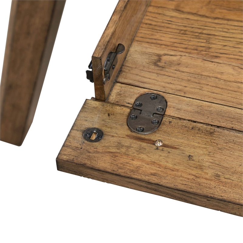 Pemberly Row Writing Desk with Flip Down Keyboard Tray in Brown