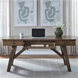 Pemberly Row Writing Desk with Flip Down Keyboard Tray in Brown