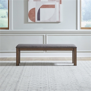 Pemberly Row Upholstered Dining Bench with Block Legs in Brown