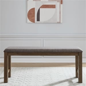 Pemberly Row Upholstered Counter Bench with Block Legs in Brown