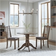 Pemberly Row 3 Piece Drop Leaf Set with Ladder Back Chairs in Brown