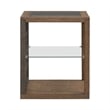 Pemberly Row End Table with Glass Top and Metal Checkerboard Accent in Brown