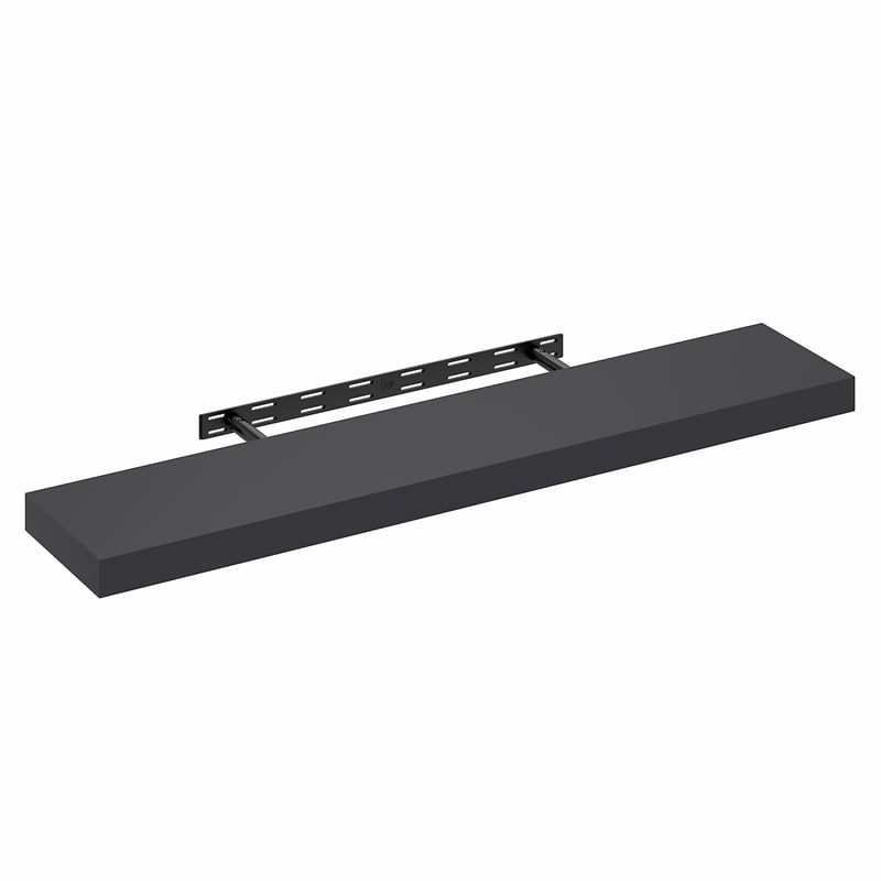 Pemberly Row 9 x 47 2-in Thick Invisible Brackets Floating Shelf in Americano
