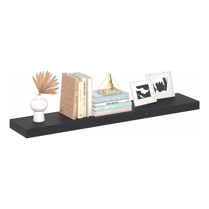 Pemberly Row 9 x 47 2-in Thick Invisible Brackets Floating Shelf in Americano