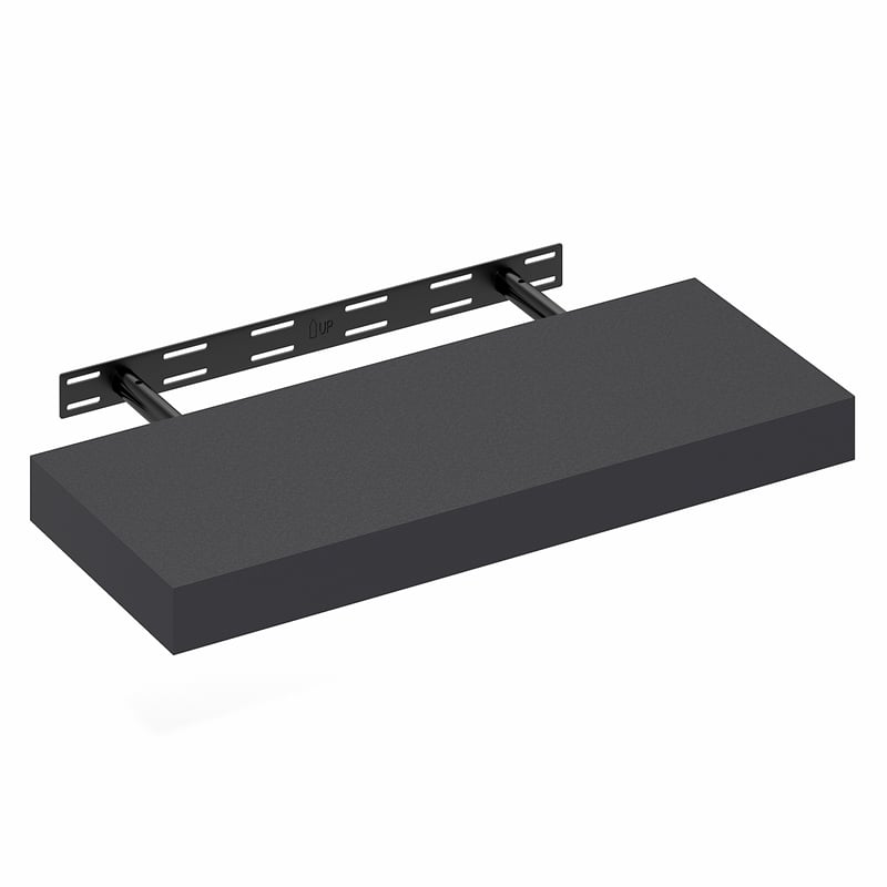Pemberly Row 9 x 24 2-in Thick Invisible Brackets Floating Shelf in Americano