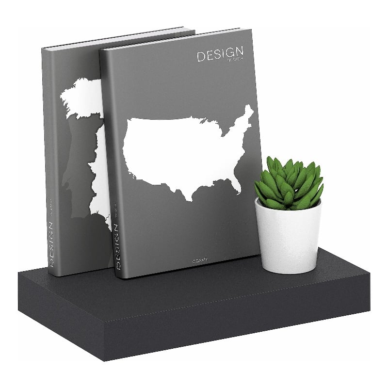 Pemberly Row 9 x 16 2-in Thick Invisible Brackets Floating Shelf in Americano