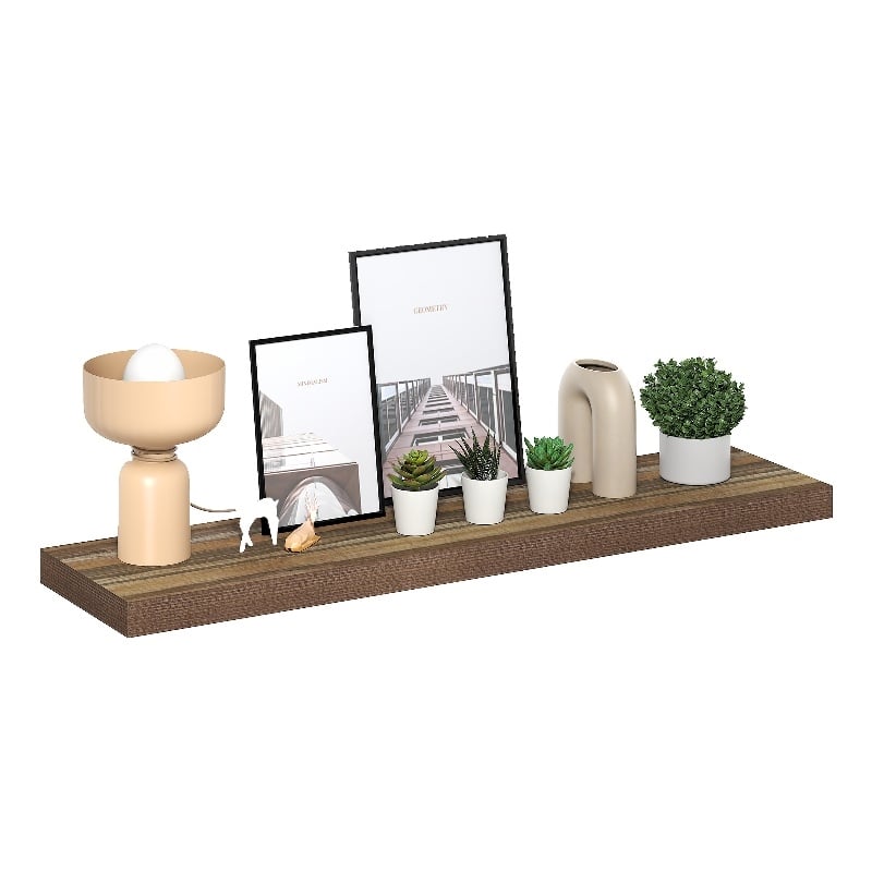 Pemberly Row 12x47 2-inch Thick Shelf Floating Shelf in Retro Brown