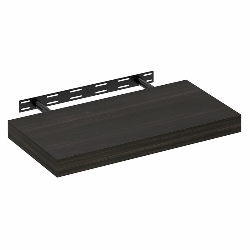 Pemberly Row 12 x 24 2-in Thick Invisible Brackets Floating Shelf in Tobacco Oak