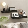 Pemberly Row 9 x 24 2-in Thick Invisible Brackets Floating Shelf in Tobacco Oak