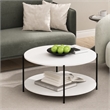 Pemberly Row 2-Tier Round Coffee Table with Metal Legs in Plain White