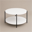 Pemberly Row 2-Tier Round Coffee Table with Metal Legs in Plain White