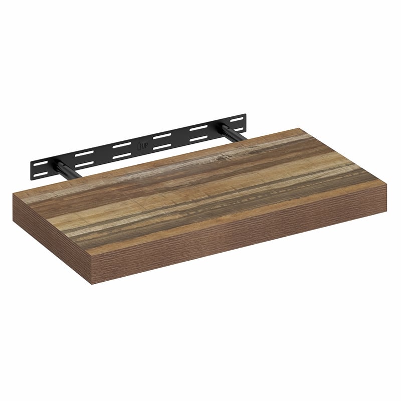 Pemberly Row 12 x 24 2-in Thick Invisible Brackets Floating Shelf in Retro Brown