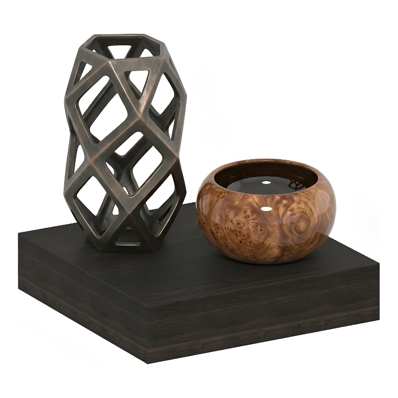 Pemberly Row 9 x 9 2-in Thick Invisible Brackets Floating Shelves in Tobacco Oak