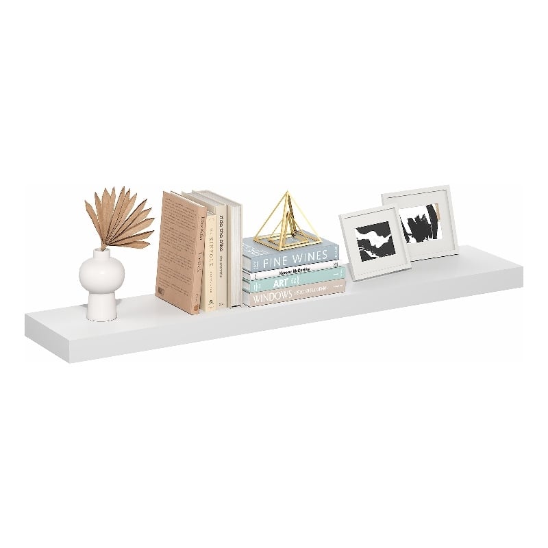 Pemberly Row 9 x 47 2-in Thick Invisible Brackets Floating Shelves in White