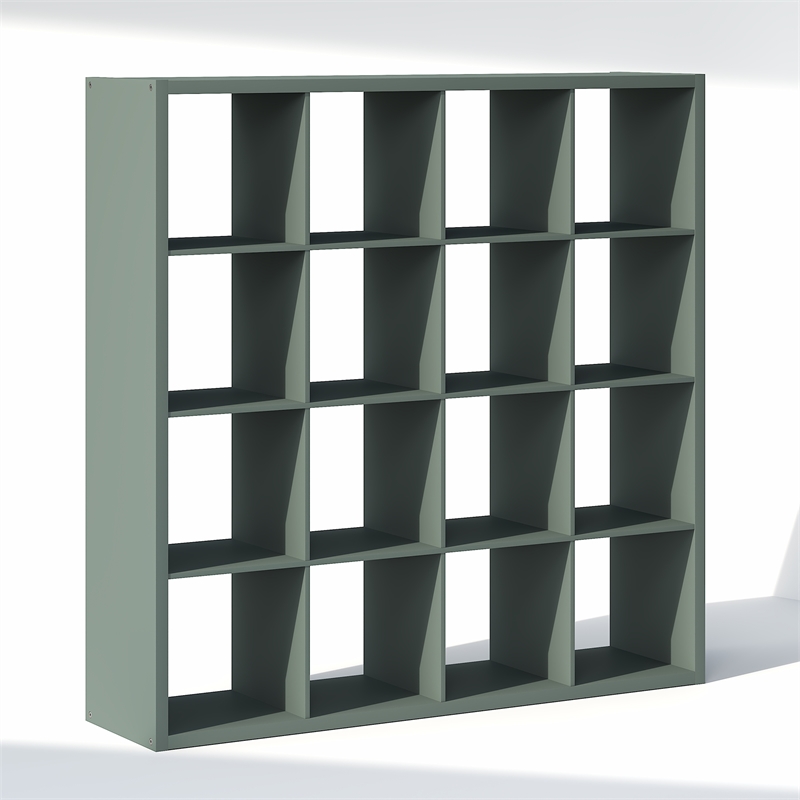 Pemberly Row 16-Cube Open Shelf Extra Thick Frame in Sage Green