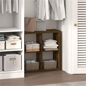 Pemberly Row 4-Cube Closet Organizer Open Shelf Extra Thick Frame in Amber Pine