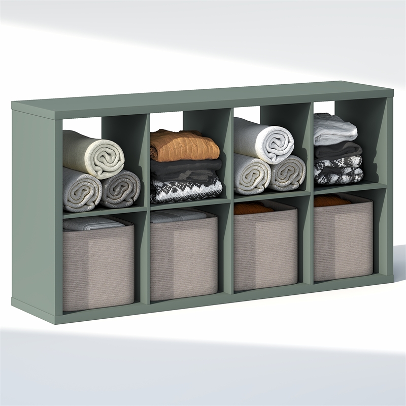 Pemberly Row 8-Cube Closet Organizer Open Shelf Extra Thick Frame in Sage Green