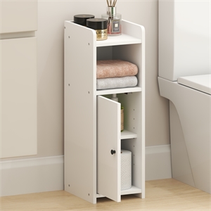 Pemberly Row 4-Tier Narrow Adjustable Shelves Bathroom Cabinet in White