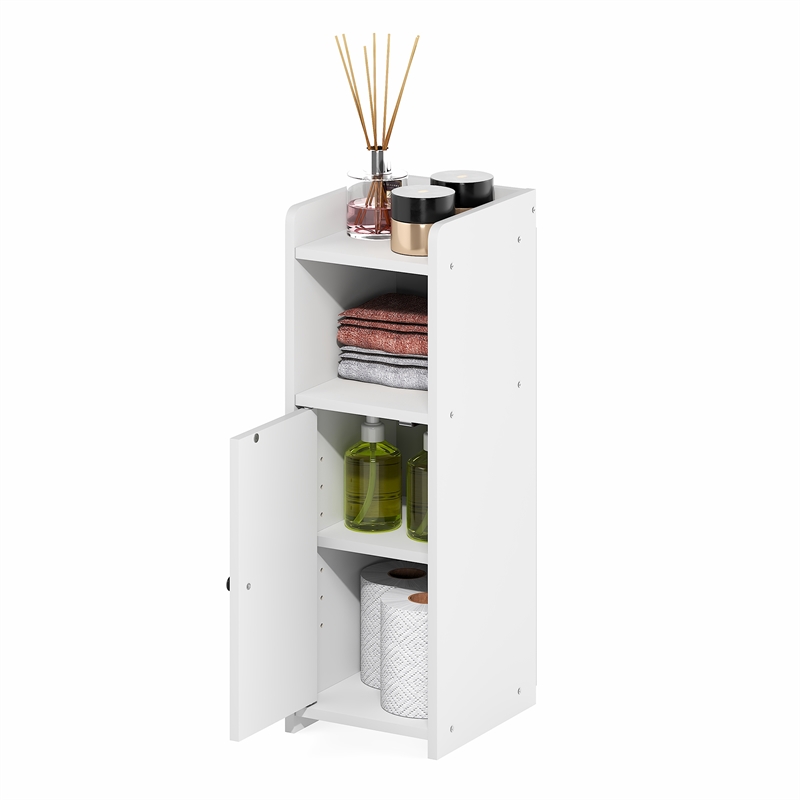 Pemberly Row 4-Tier Narrow Adjustable Shelves Bathroom Cabinet in White