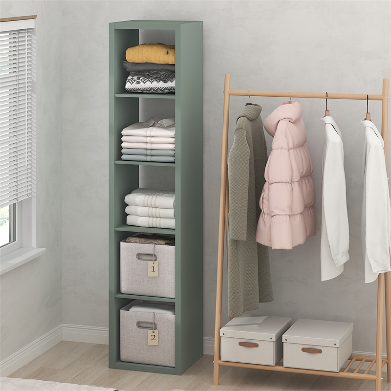 Pemberly Row 5-Cube Closet Organizer Open Shelf Extra Thick Frame in Sage Green