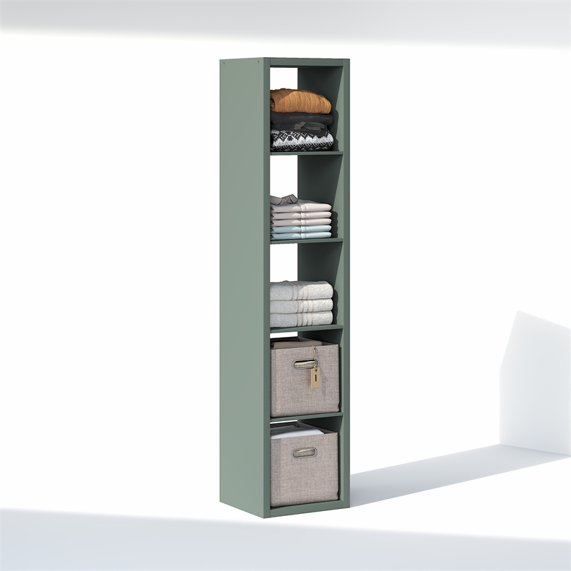 Pemberly Row 5-Cube Closet Organizer Open Shelf Extra Thick Frame in Sage Green