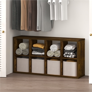 Pemberly Row 8-Cube Closet Organizer Open Shelf Extra Thick Frame in Amber Pine