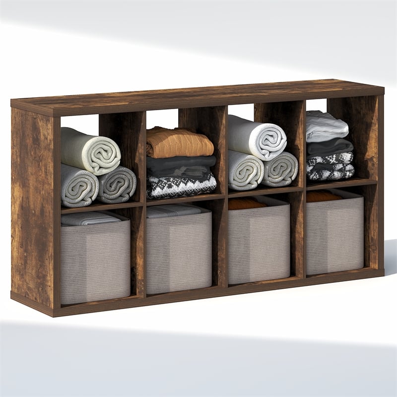 Pemberly Row 8-Cube Closet Organizer Open Shelf Extra Thick Frame in Amber Pine