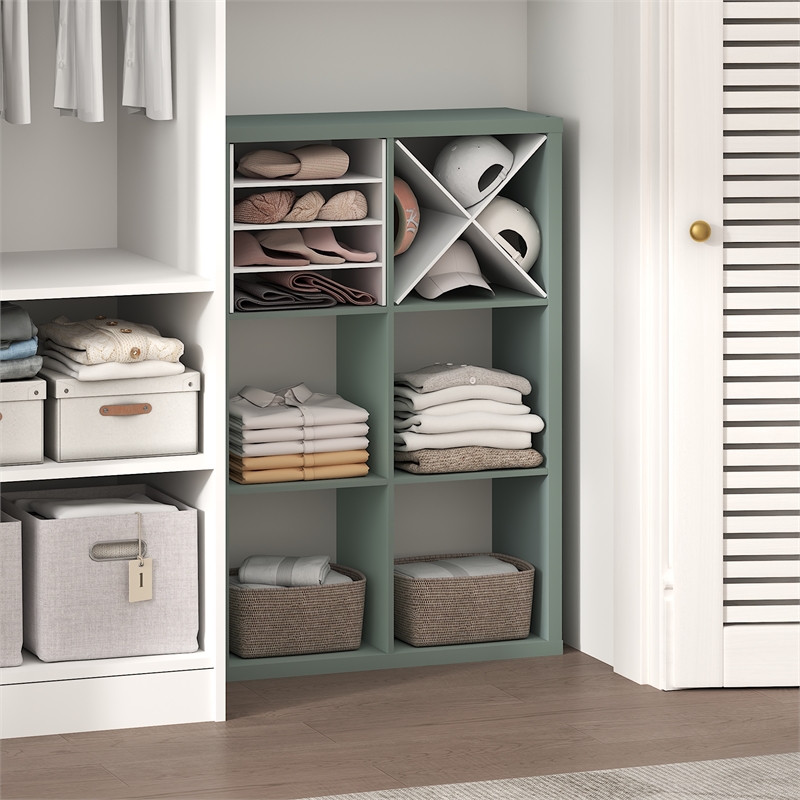 Pemberly Row 6-Cube Closet Organizer Open Shelf Extra Thick Frame in Sage Green