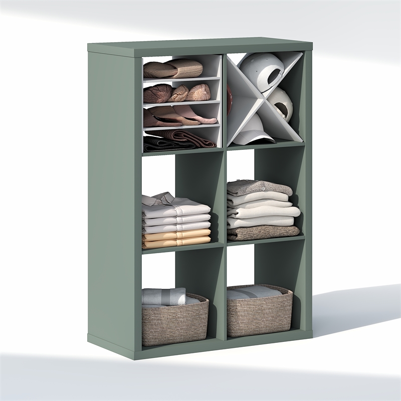 Pemberly Row 6-Cube Closet Organizer Open Shelf Extra Thick Frame in Sage Green