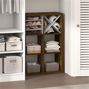 Pemberly Row 6-Cube Closet Organizer Open Shelf Extra Thick Frame in Amber Pine