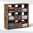 Pemberly Row 9-Cube Closet Organizer Open Shelf Extra Thick Frame in Amber Pine