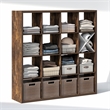 Pemberly Row 16-Cube Open Shelf Extra Thick Frame in Amber Pine