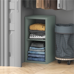 Pemberly Row 2-Cube Closet Organizer Open Shelf Extra Thick Frame in Sage Green