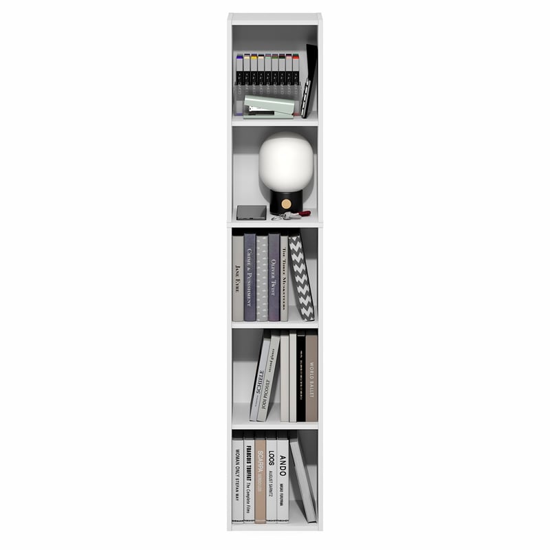 Pemberly Row 5-Tier 10-In Width Narrow Bookcase 9.3 x 9.8 x 51.9 in White