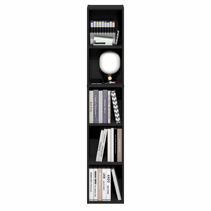 Pemberly Row 5-Tier 10-In Width Narrow Bookcase 9.3 x 9.8 x 51.9 in Blackwood