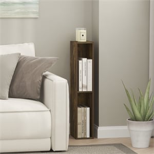 Pemberly Row 3-Tier Narrow Bookshelf 6-In Width Storage Shelf in Amber Pine