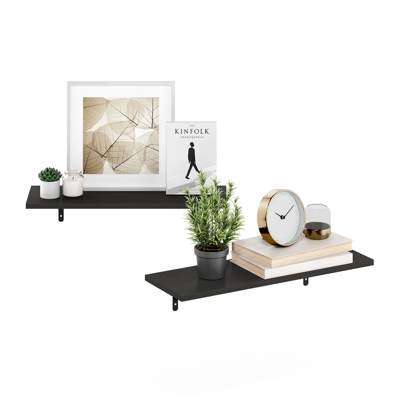 Pemberly Row 23-Inch Wall Mounted Floating Shelves in Espresso Set of 2