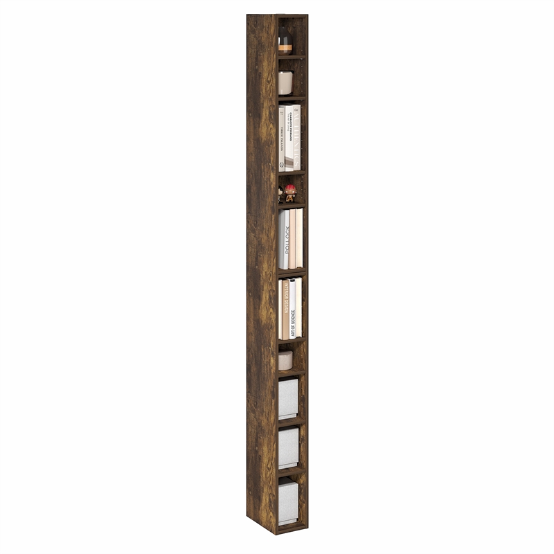 Pemberly Row 10-Tier Bookshelf with Storage Shelf in Amber Pine
