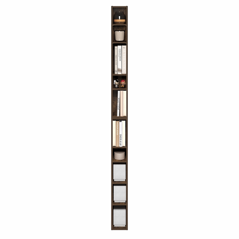 Pemberly Row 10-Tier Bookshelf with Storage Shelf in Amber Pine