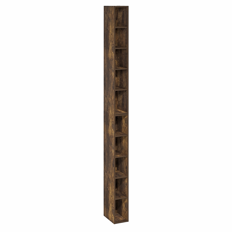 Pemberly Row 10-Tier Bookshelf with Storage Shelf in Amber Pine