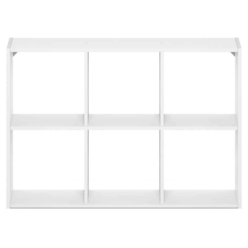Pemberly Row 6-Cube Floating Wall Mount Bookshelf for Study Room in White