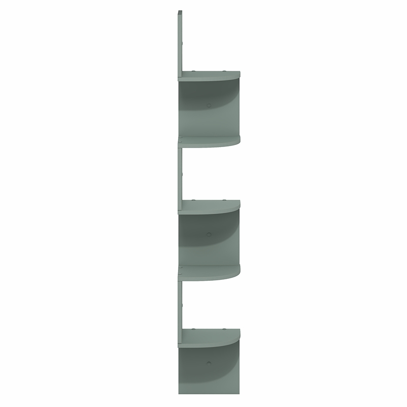 Pemberly Row 5-Tier Zigzag Corner Wall Shelf Floating Bookcase in Sage Green