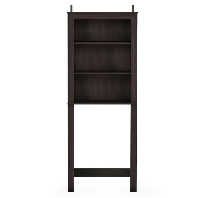 Pemberly Row Contemporary Engineered Wood Open Bath Cabinet in Espresso