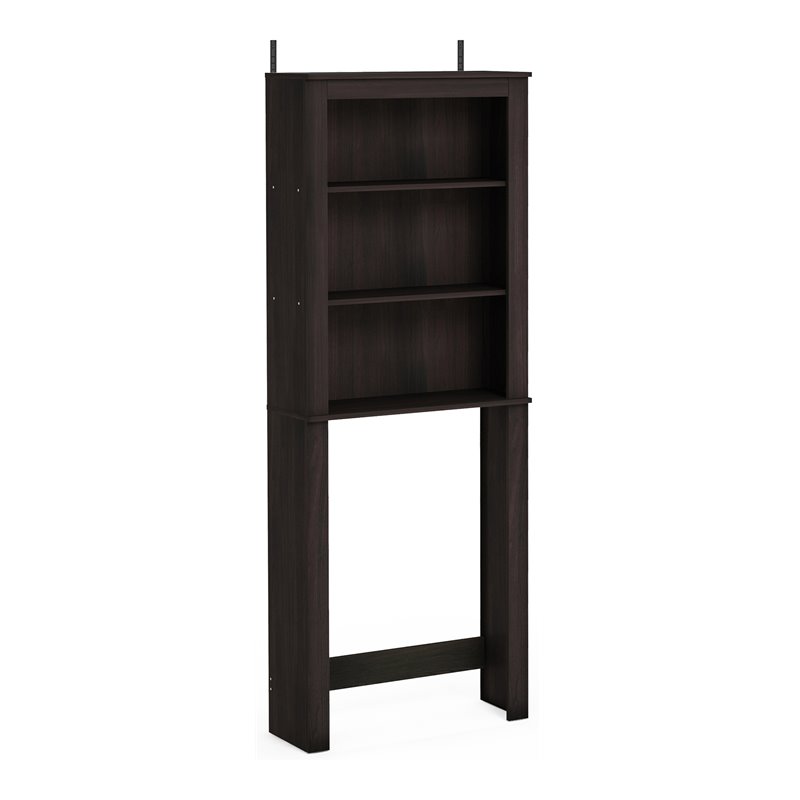 Pemberly Row Contemporary Engineered Wood Open Bath Cabinet in Espresso