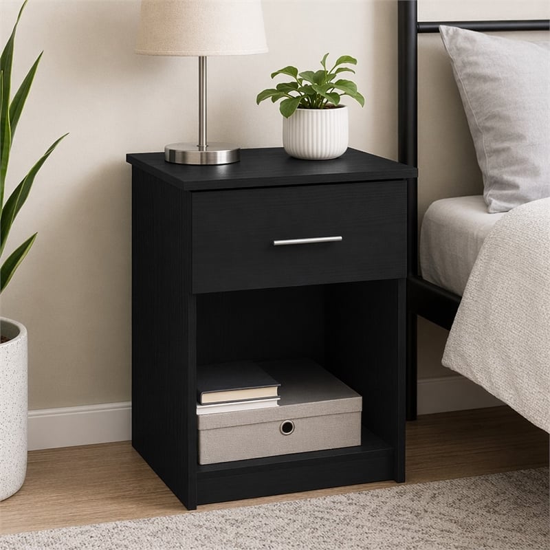 Pemberly Row Nightstand with Handle and One Drawer in Americano