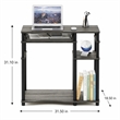 Pemberly Row Wood Computer Desk with Bookshelf in French Oak Gray/Black