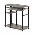 Pemberly Row Wood Computer Desk with Bookshelf in French Oak Gray/Black