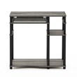 Pemberly Row Wood Computer Desk with Bookshelf in French Oak Gray/Black