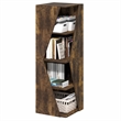 Pemberly Row Stackable 2-in-1 Bookshelf 4-Tier Corner Bookcase in Amber Pine
